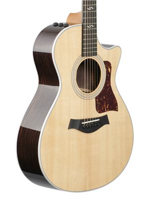 Taylor 412ceRV Grand Concert Acoustic Electric Guitar with Case Body Angled View